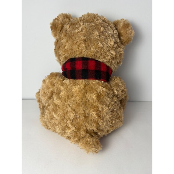 Holiday Home Tyler Bear Plush Embroidered Glasses Scarf Classic Buffalo Plaid - Picture 7 of 10